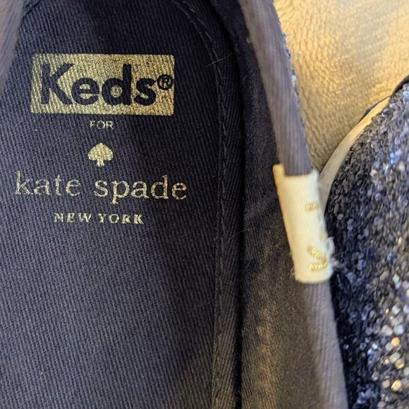 Kate Spade Keds Champion Glitter Sneaker Pewter Coquette Charm Maximalist Bridal - Picture 8 of 12